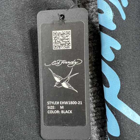 Ed Hardy Hoodie Womens Medium Black Cropped Floral Phoenix Tattoo Full Zip - Picture 6 of 15